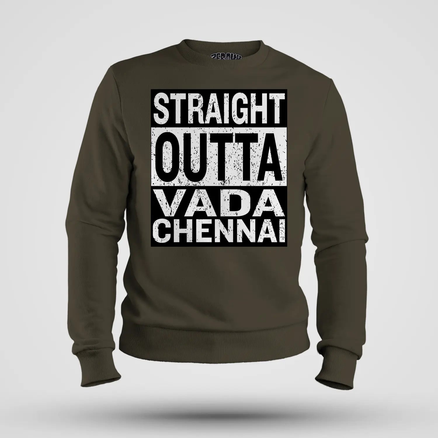 Straight Outta Vada Chennai Men/Unisex Sweatshirt in Olive Green Color