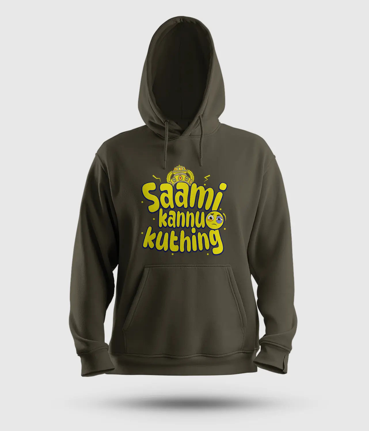 Saami Kannu Kuthing Men/Unisex Hoodie in Olive Green Color