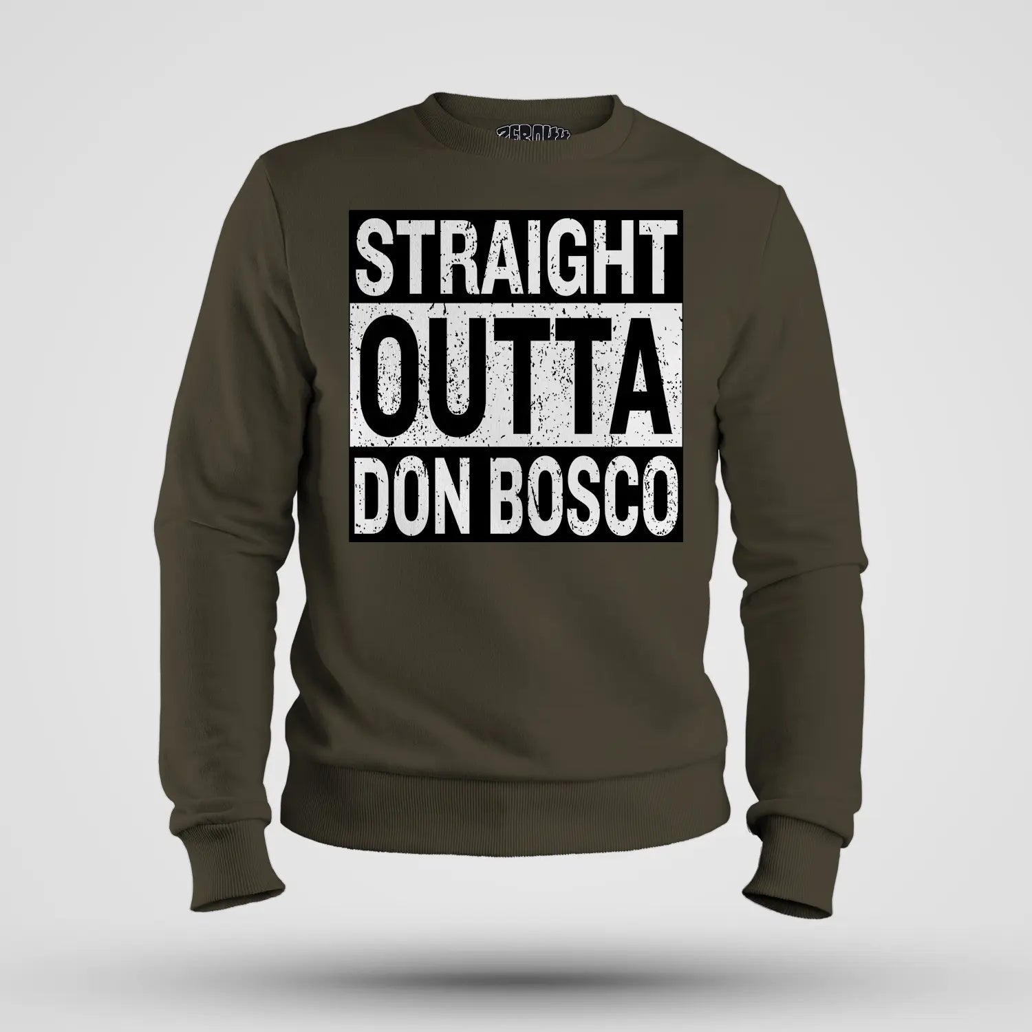 Straight Outta Don Bosco Men/Unisex Sweatshirt in Olive Green Color