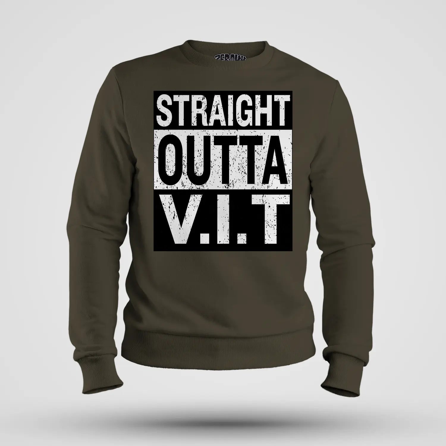 Straight Outta Vit Men/Unisex Sweatshirt in Olive Green Color
