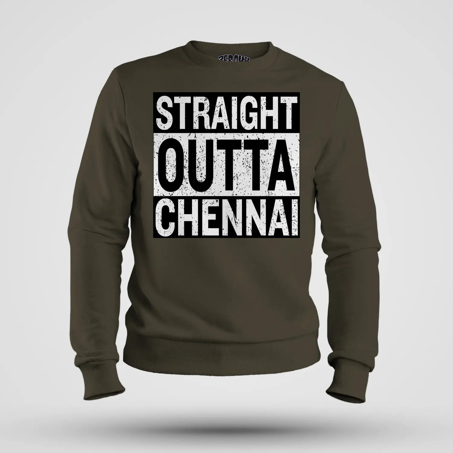 Straight Outta Chennai Men/Unisex Sweatshirt in Olive Green Color
