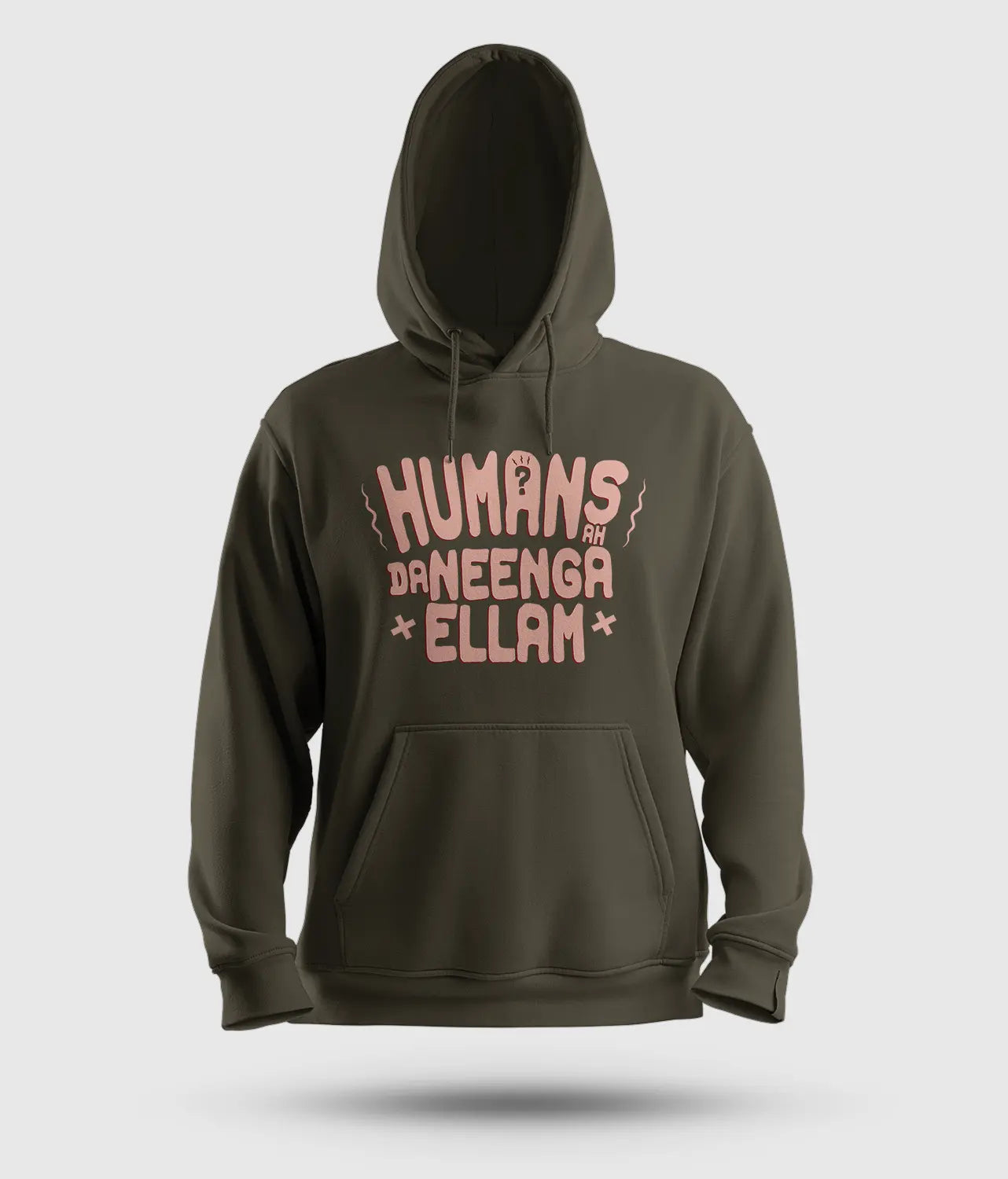 Humans Ah Da Neenga Ellam? Men/Unisex Hoodie in Olive Green Color