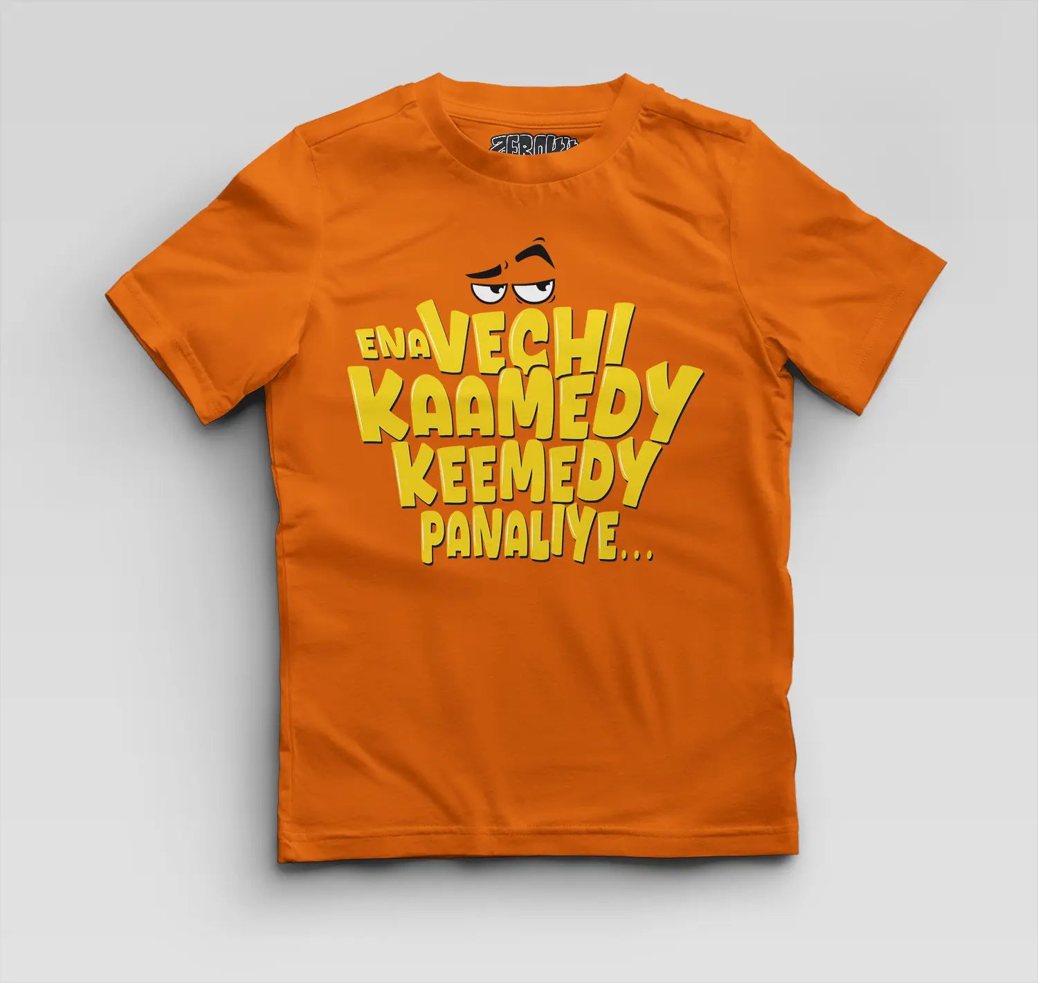 Ena Vechi Kaamedy Keemady Panaliye Boys Round Neck T-Shirt in Orange Color