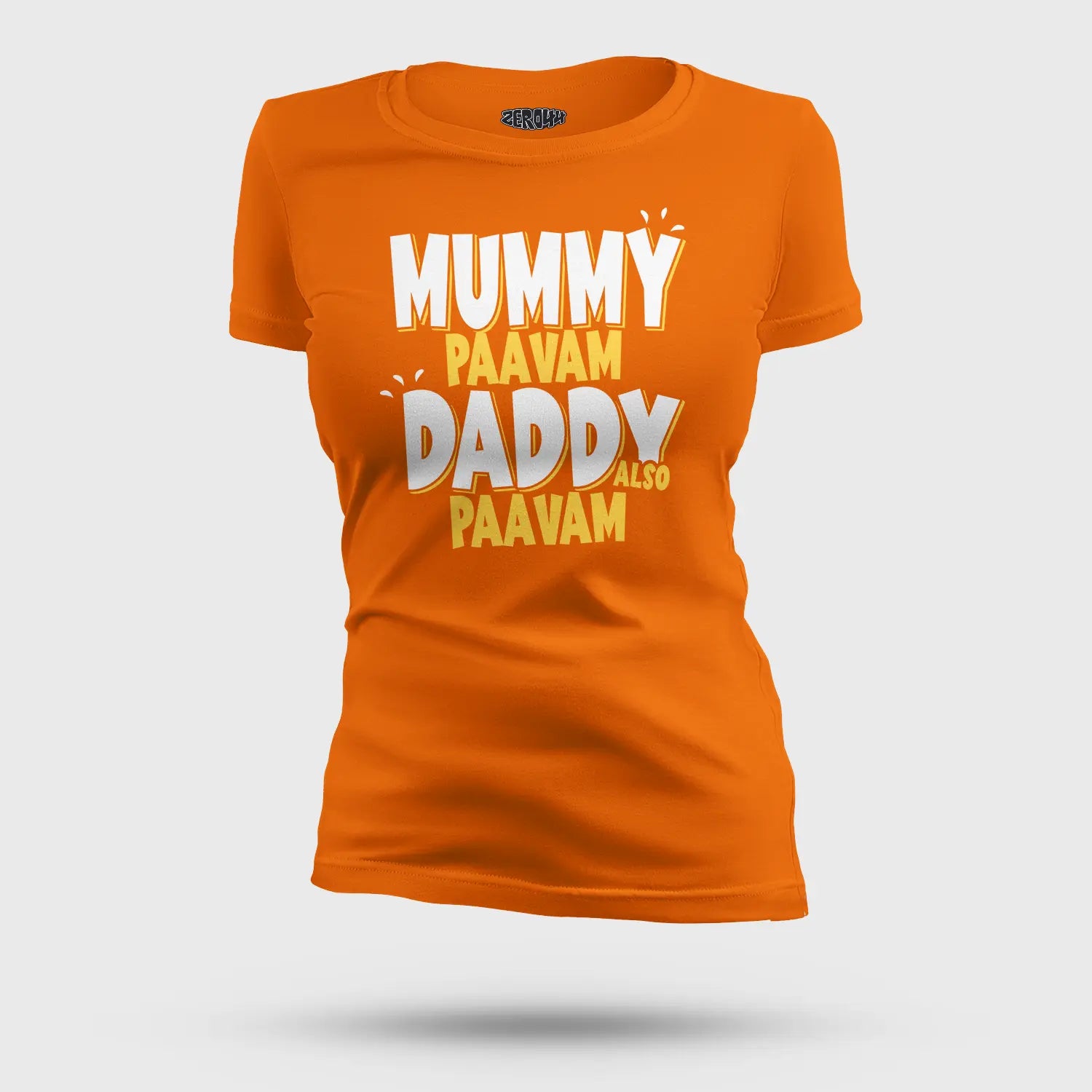 Mummy Paavam, Daddy Also Paavam Women's T-Shirt in Orange Color