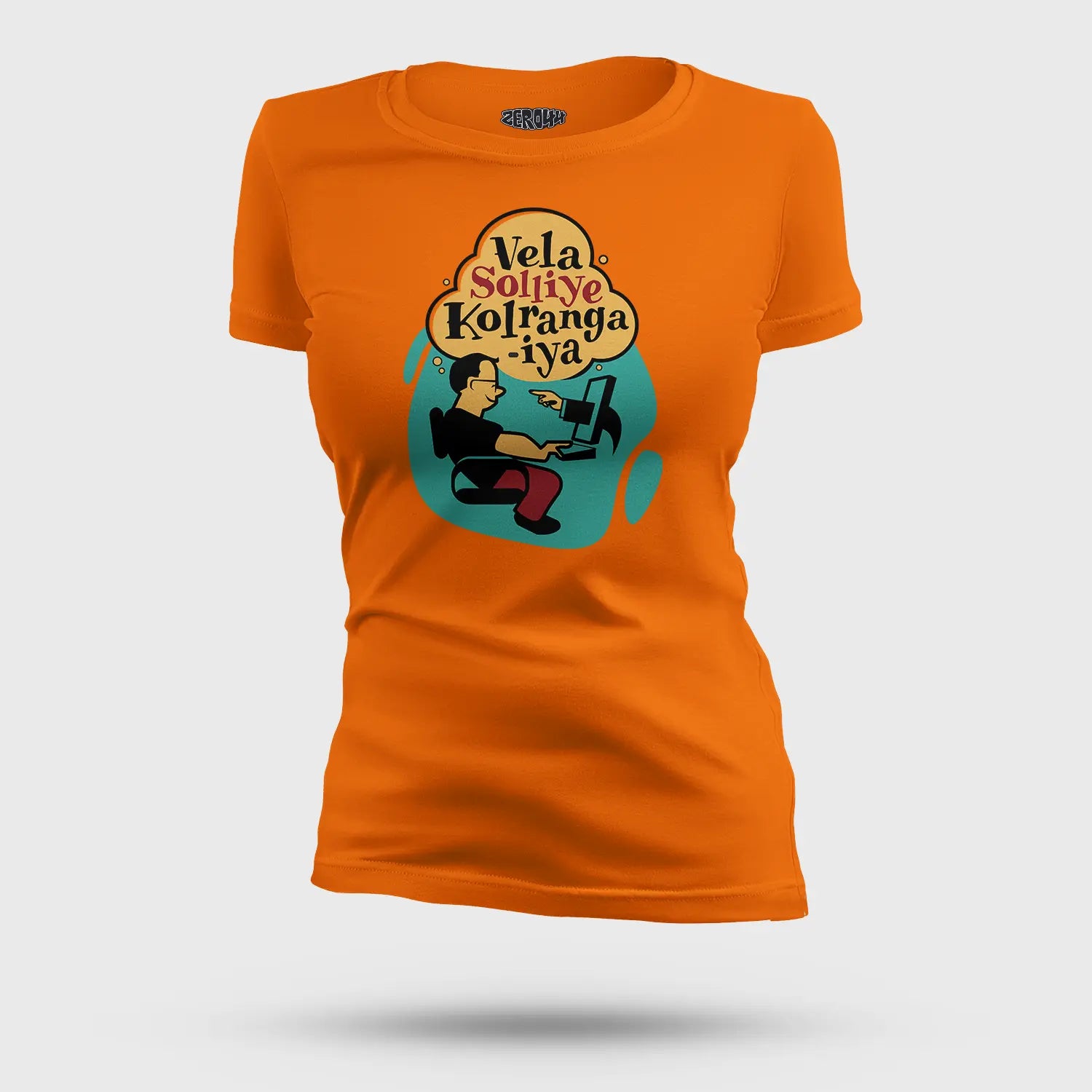 Vela Soliye Kolrangaiya Women's T-Shirt in Orange Color