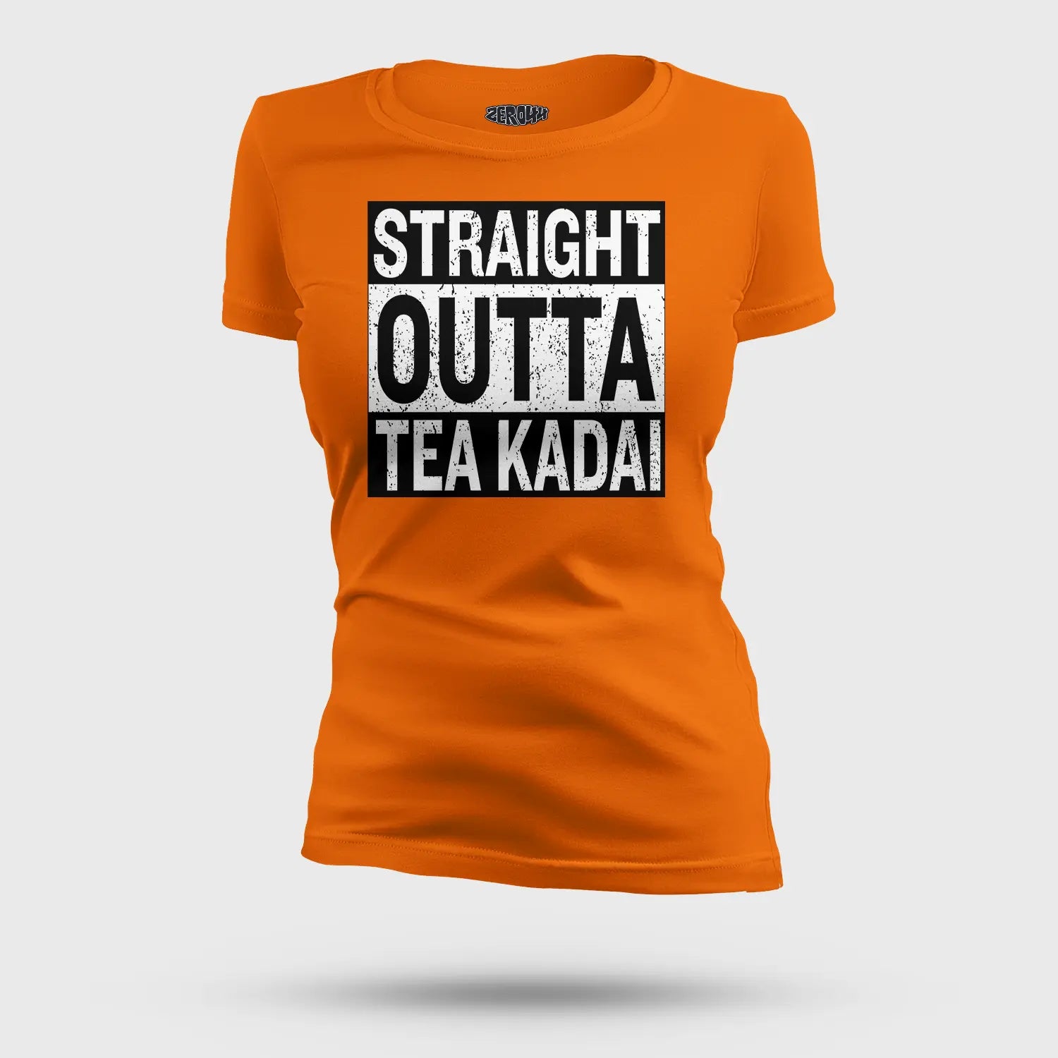 Straight Outta Tea Kadai Women's T-Shirt in Orange Color