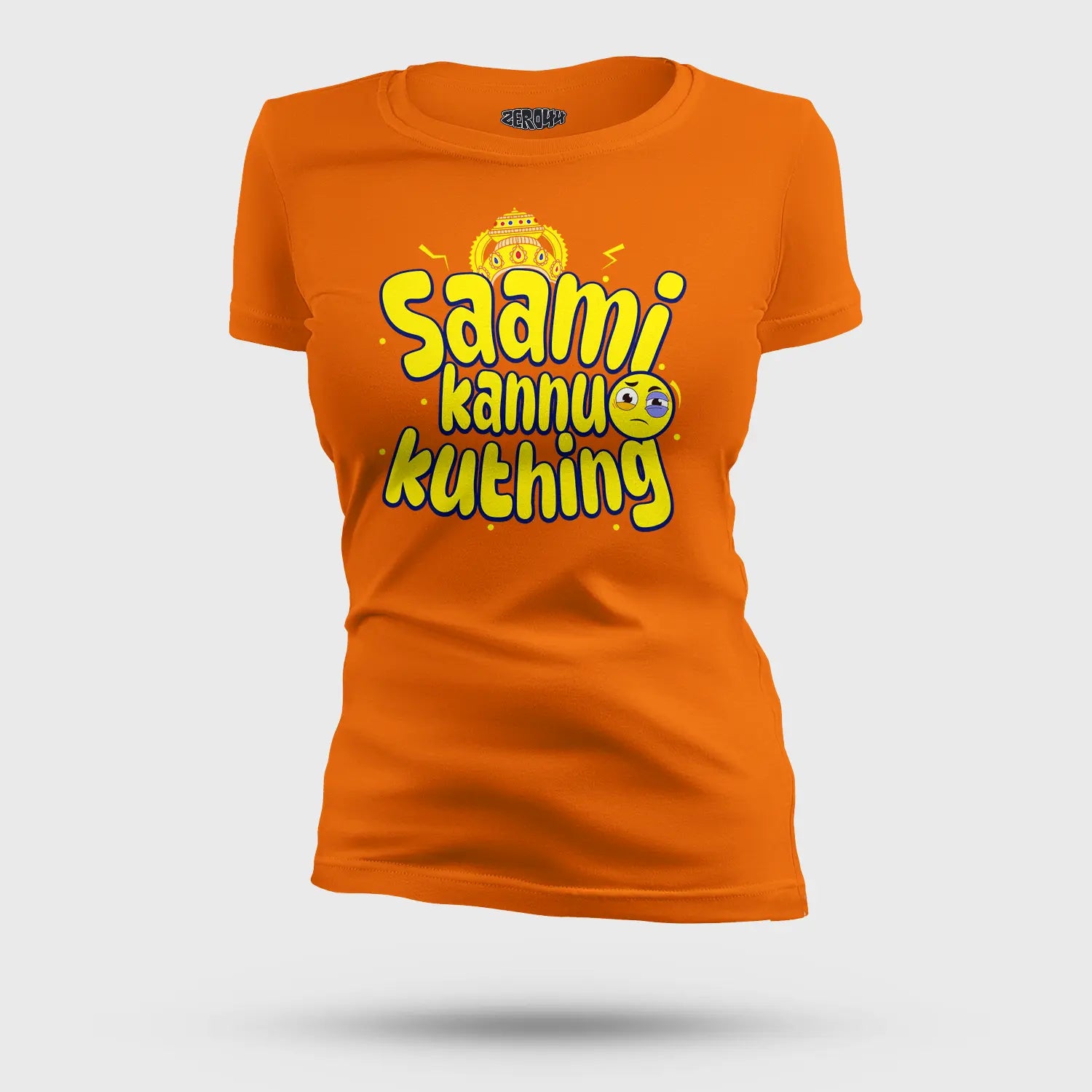 Saami Kannu Kuthing Women's T-Shirt in Orange Color