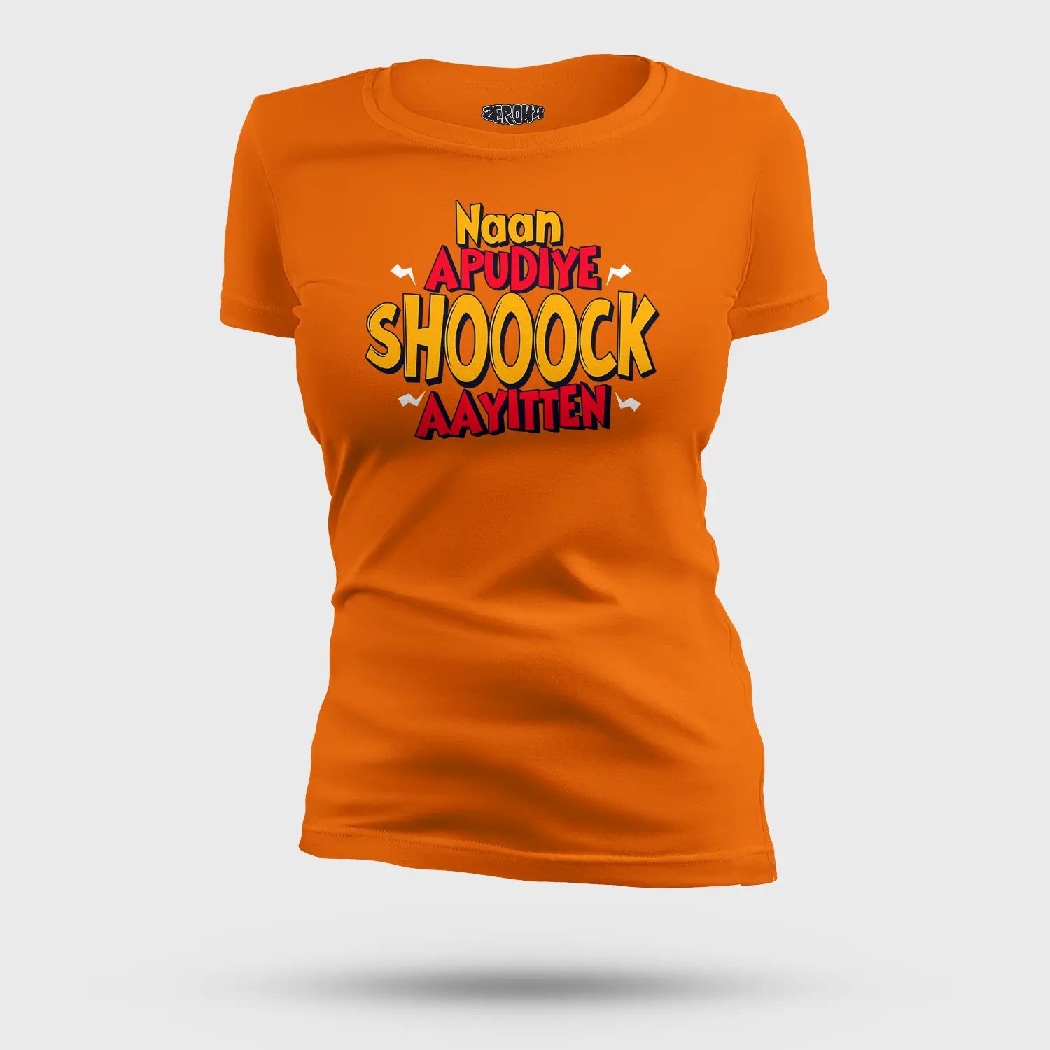 Naan Apudiye Shoooock Aayitten Women's T-Shirt in Orange Color