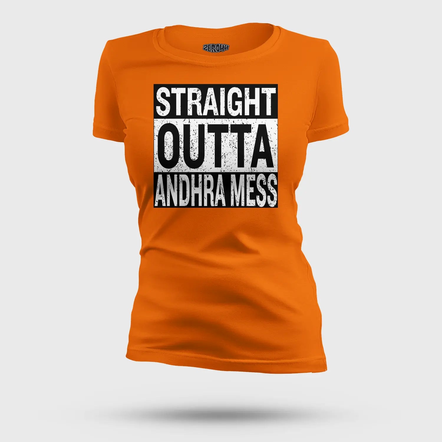 Straight Outta Andhra Mess Women's T-Shirt in Orange Color