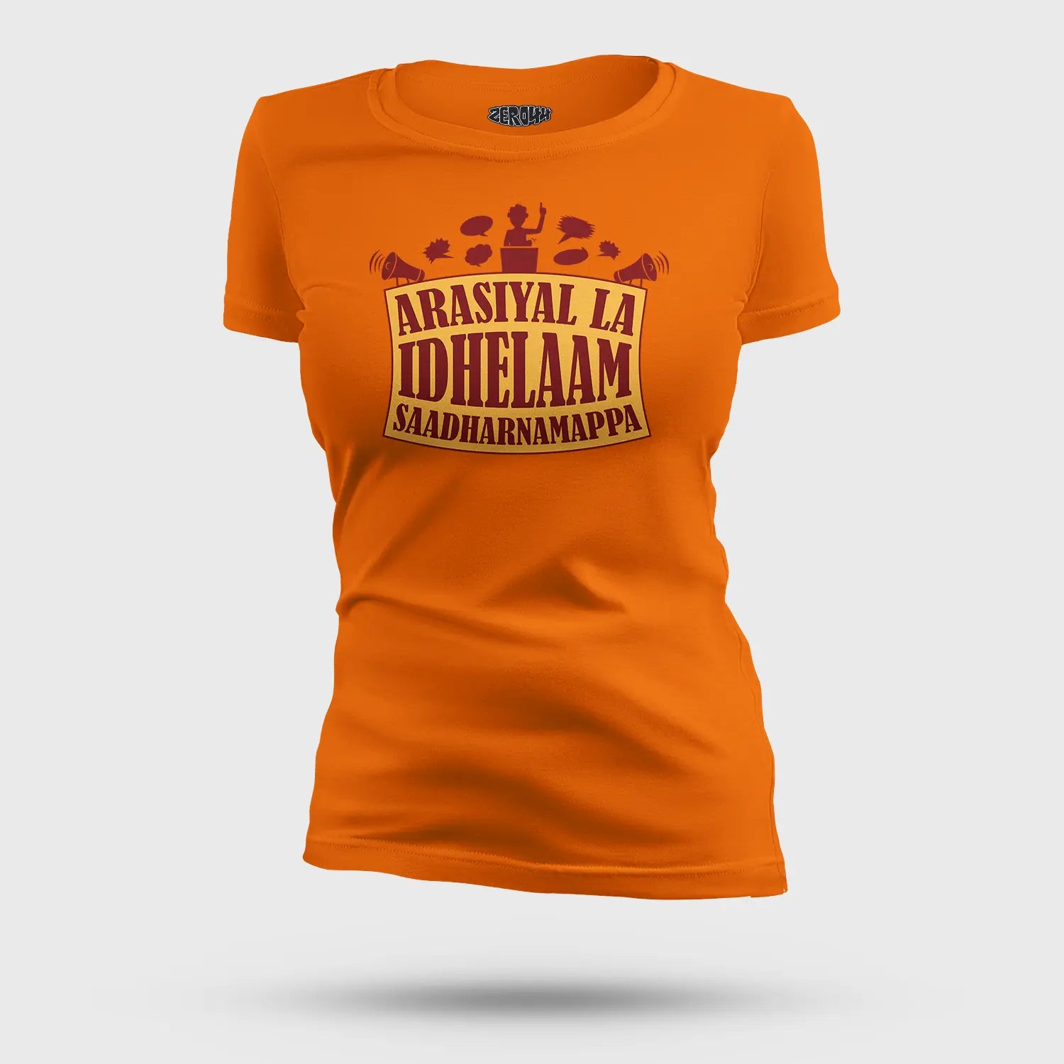 Arasiyal La Idhellam Saadharnamappa Women's T-Shirt in Orange Color