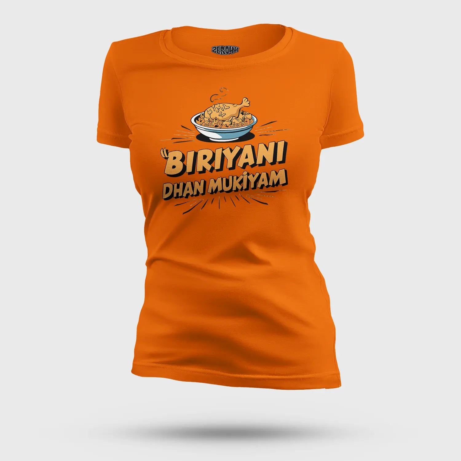 Biriyani Dhan Mukiyam Women's T-Shirt in Orange Color
