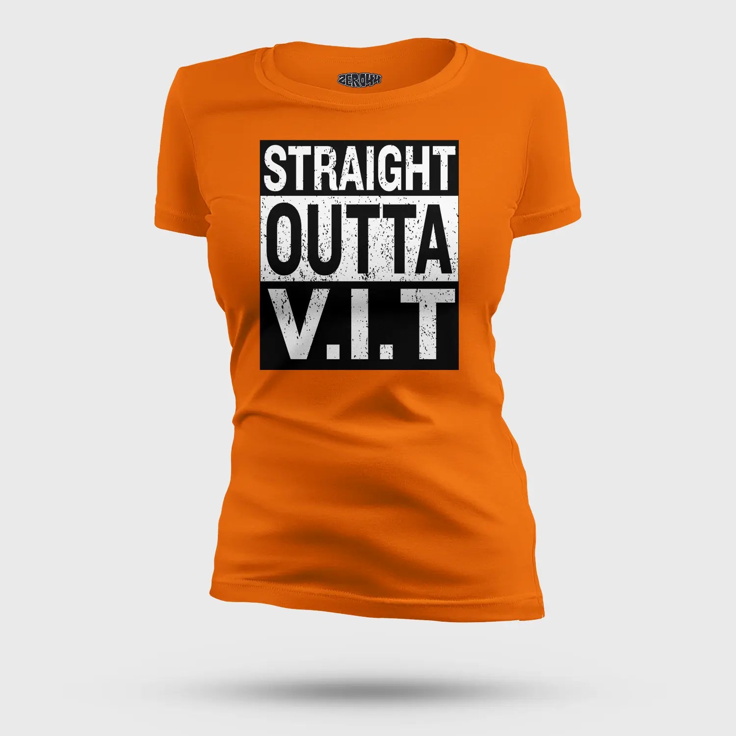 Straight Outta Vit Women's T-Shirt in Orange Color