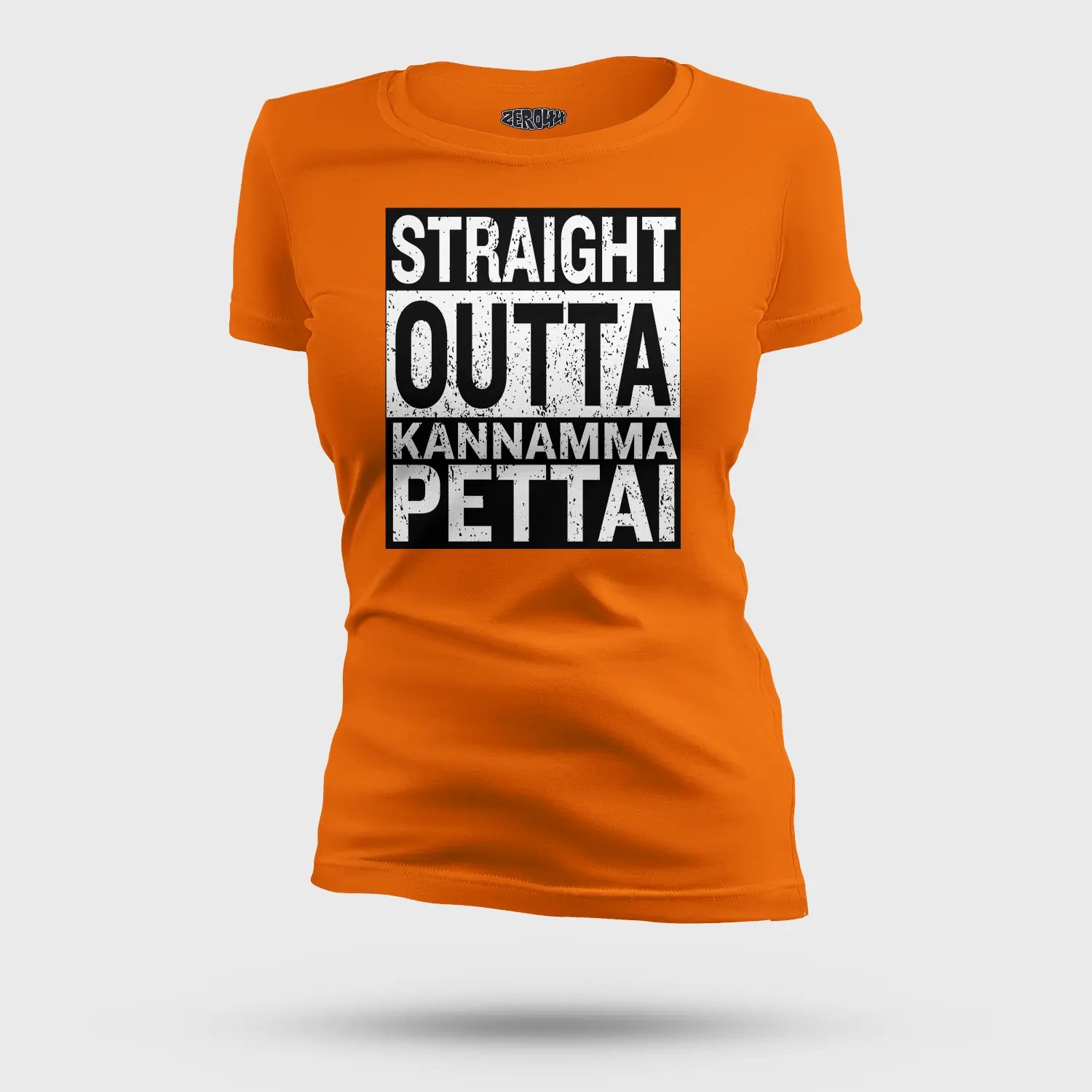 Straight Outta Kannamma Pettai Women's T-Shirt in Orange Color