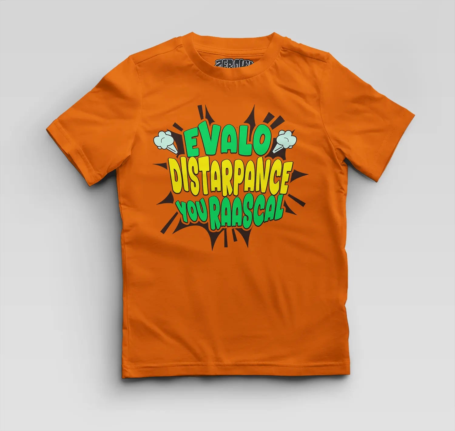 Evalo Distarpance You Raascal Boys Round Neck T-Shirt in Orange Color