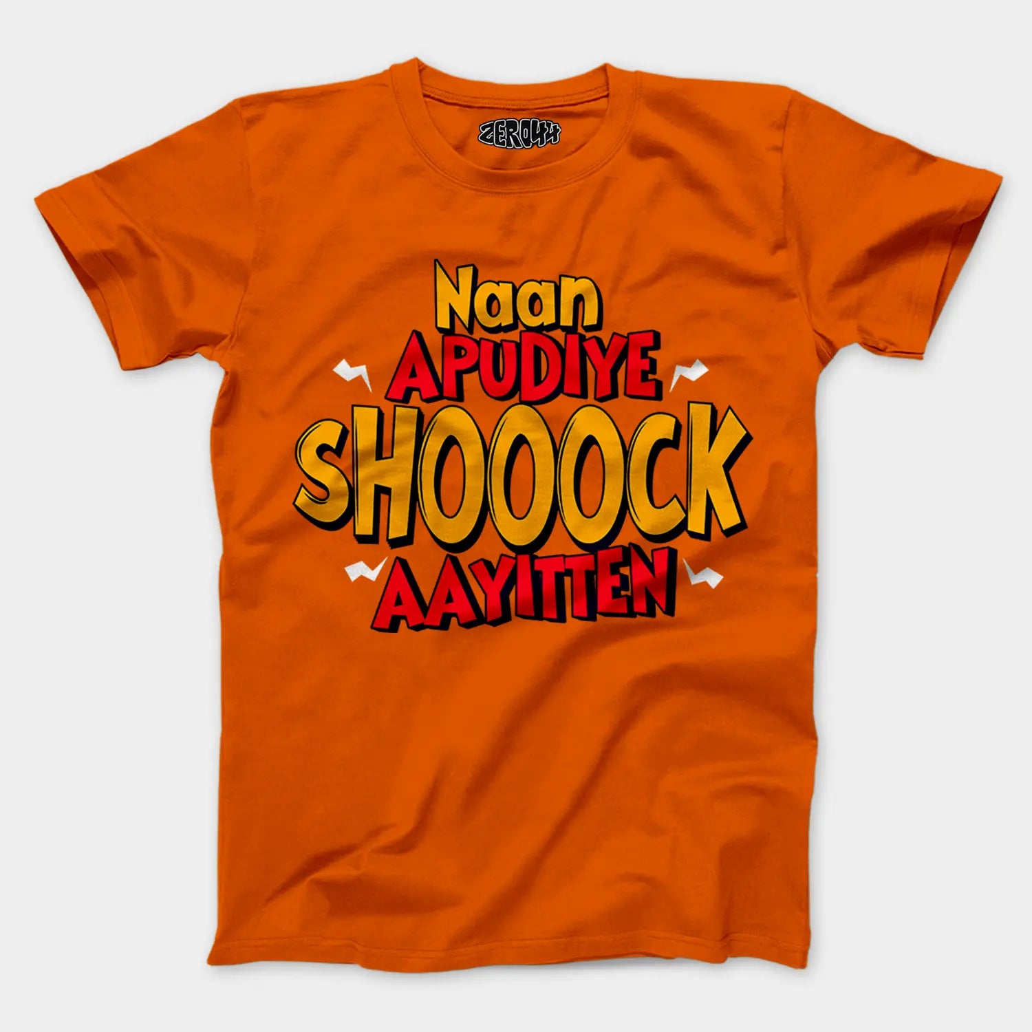 Naan Apudiye Shoooock Aayitten Men/Unisex T-Shirt in Orange Color