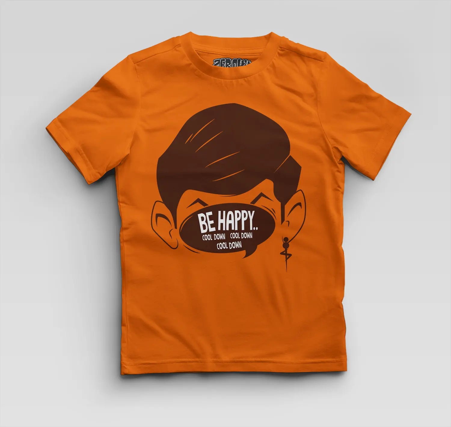 Be Happy Cool Down Cool Down Cool Down Boys Round Neck T-Shirt in Orange Color
