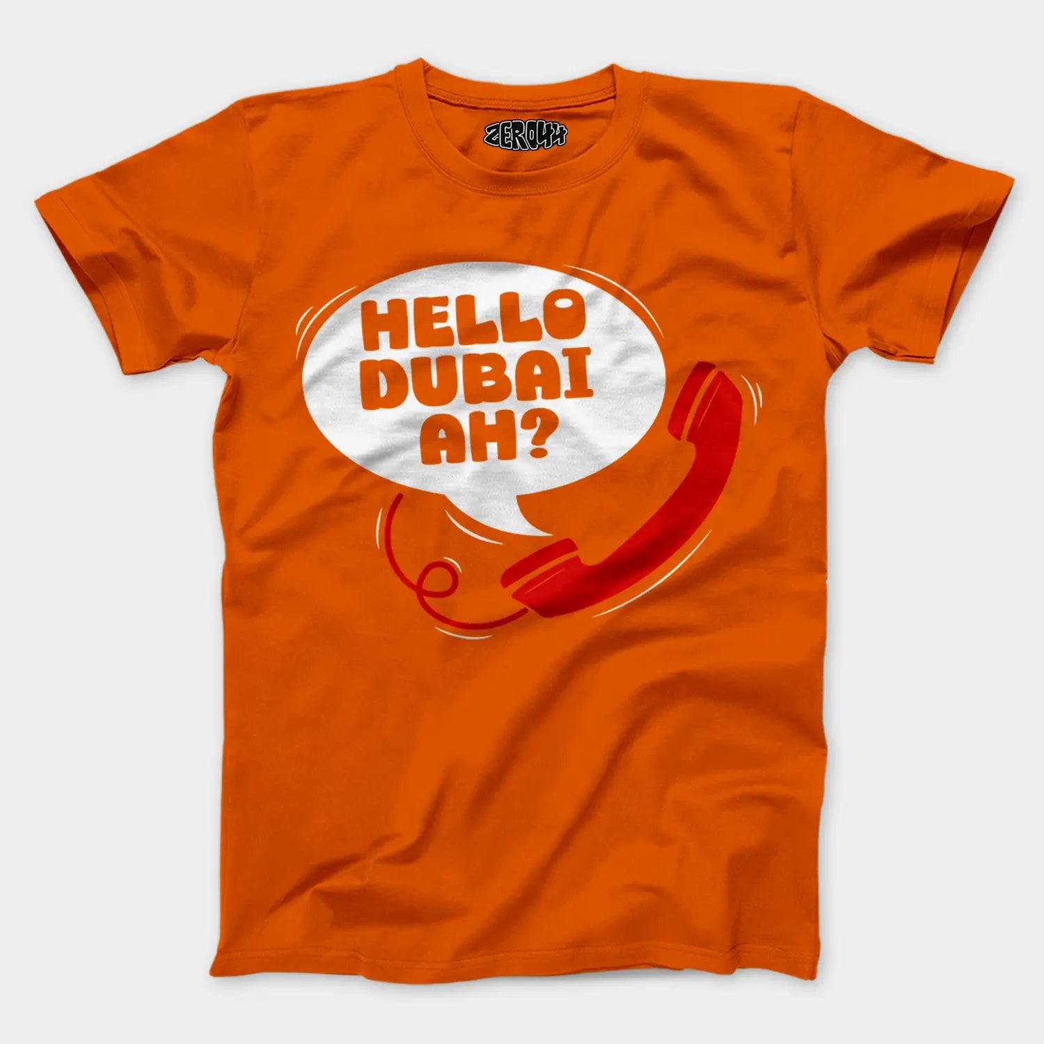 Hello Dubai Ah? Men/Unisex T-Shirt in Orange Color