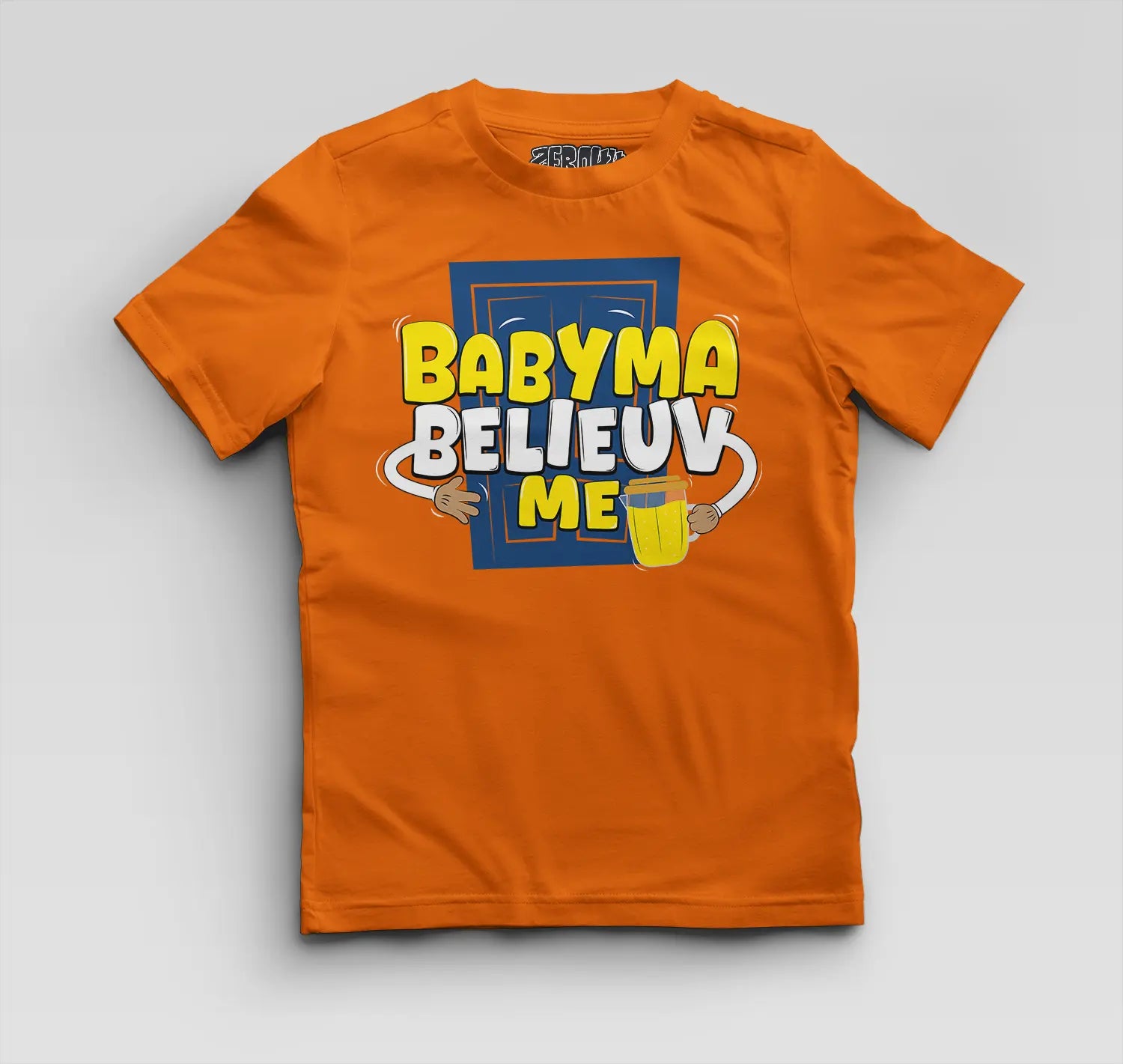 Babyma Belieuv Me Boys Round Neck T-Shirt in Orange Color