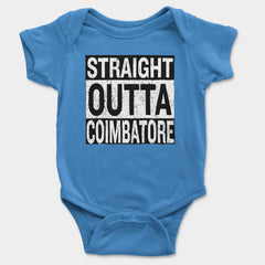 Straight Outta Coimbatore Onesie/Romper in Orchid Blue Color