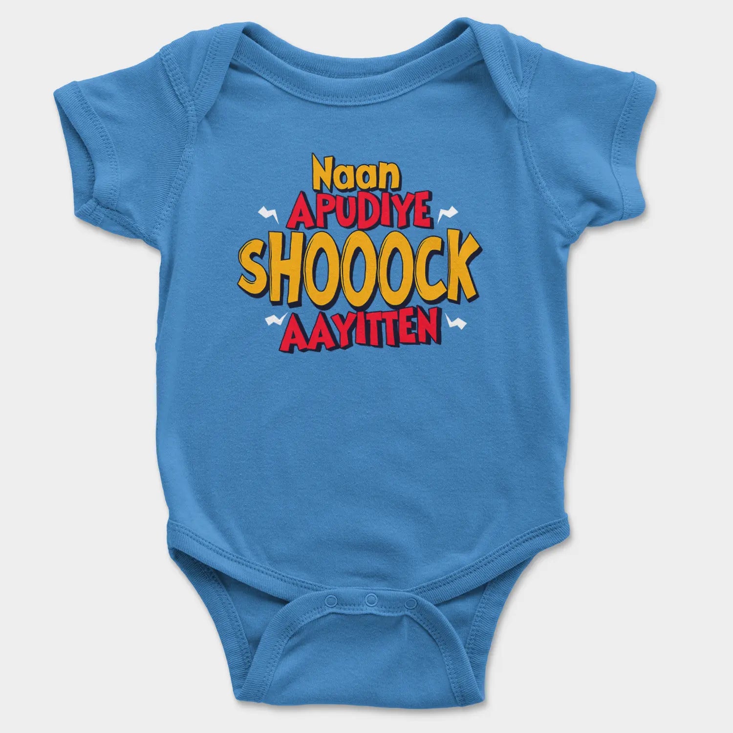 Naan Apudiye Shoooock Aayitten Onesie/Romper in Orchid Blue Color
