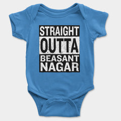 Straight Outta Beasant Nagar Onesie/Romper in Orchid Blue Color