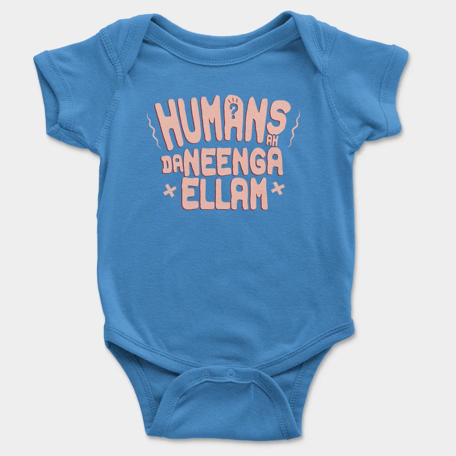 Humans Ah Da Neenga Ellam? Onesie/Romper in Orchid Blue Color