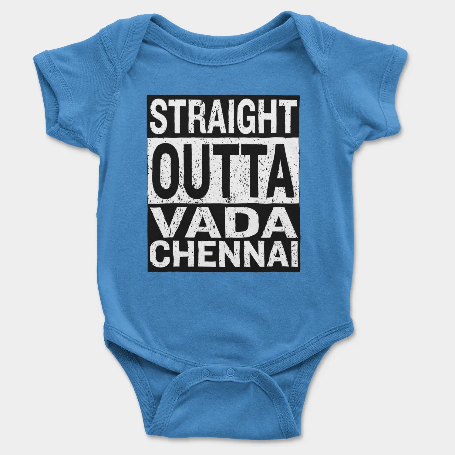 Straight Outta Vada Chennai Onesie/Romper in Orchid Blue Color