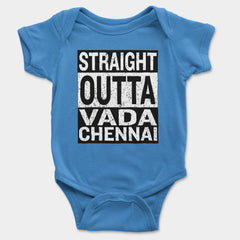Straight Outta Vada Chennai Onesie/Romper in Orchid Blue Color