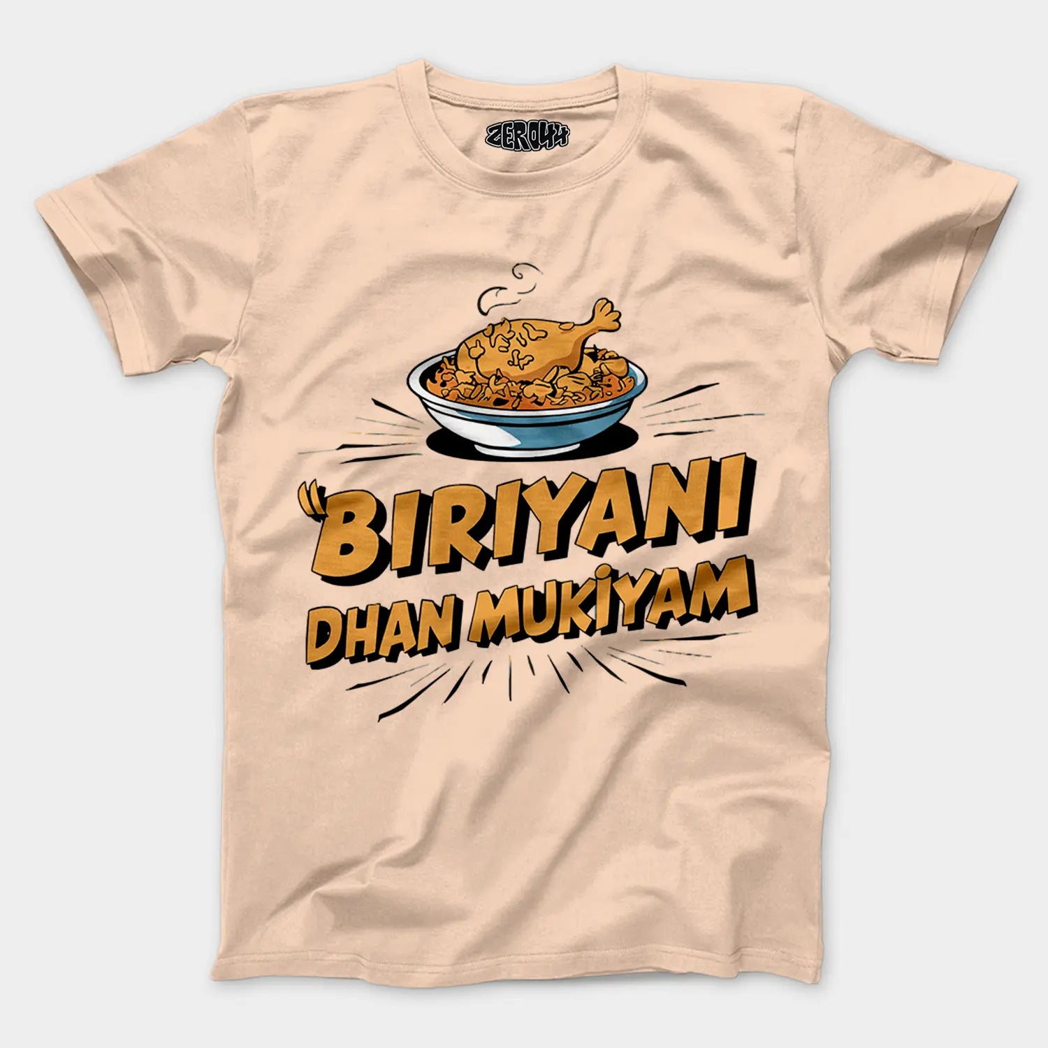 Biriyani Dhan Mukiyam Men/Unisex T-Shirt in Peach Color