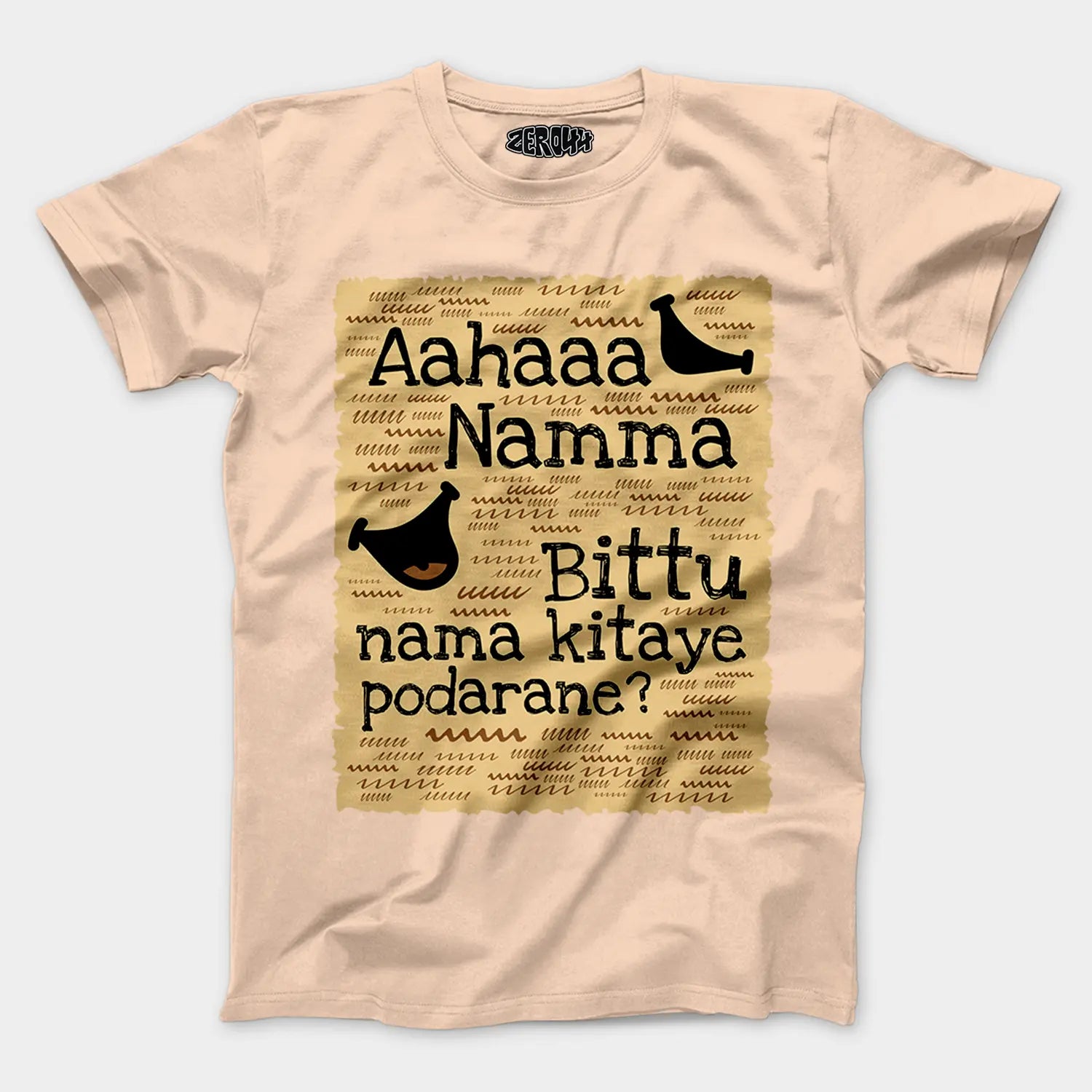 Aahaaa Namma Bittu Nama Kitaye Podarane Men/Unisex T-Shirt in Peach Color