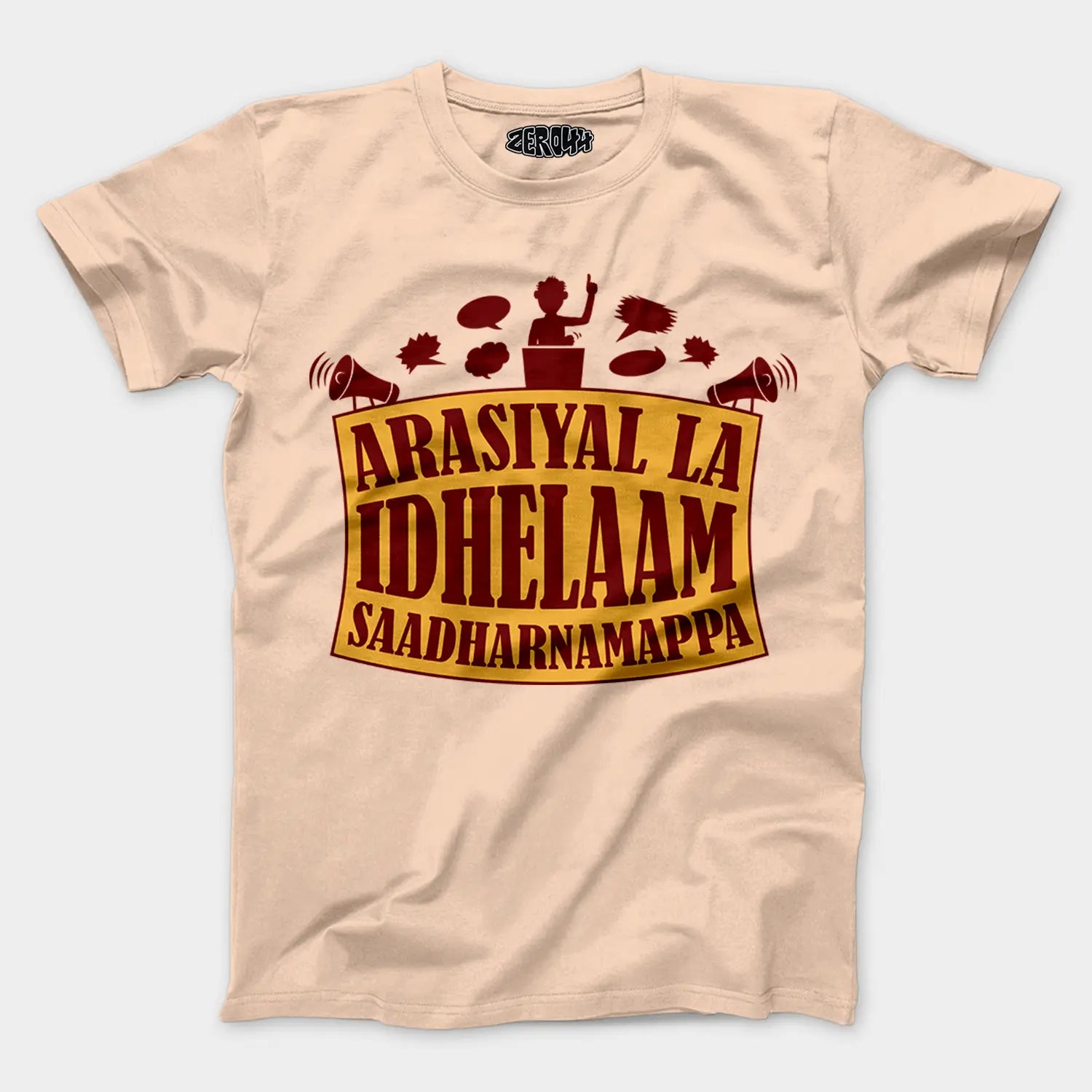Arasiyal La Idhellam Saadharnamappa Men/Unisex T-Shirt in Peach Color