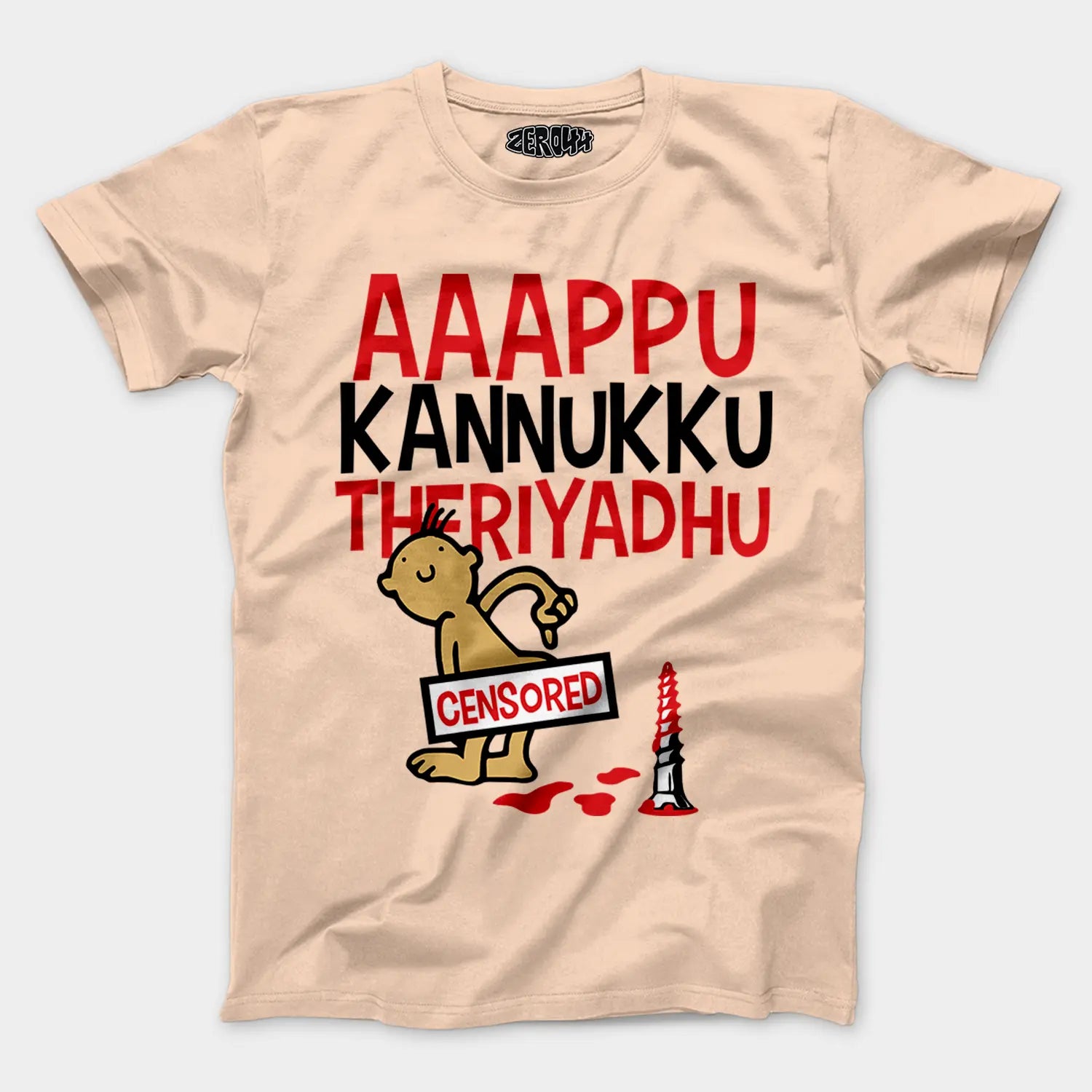 Aaappu Kannukku Theriyadhu Men/Unisex T-Shirt in Peach Color