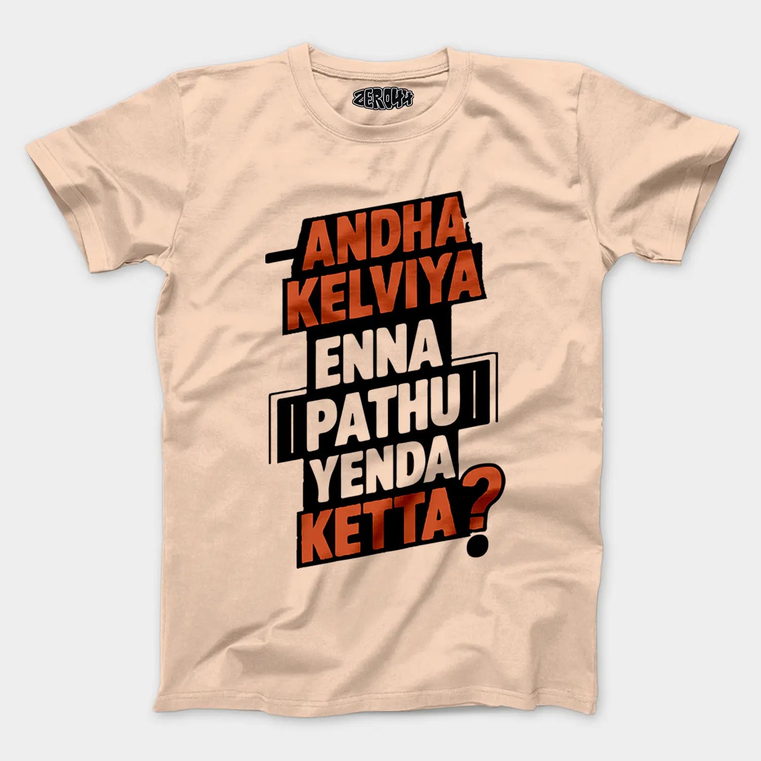 Andha Kelviya Enna Pathu Yenda Ketta Men/Unisex T-Shirt in Peach Color