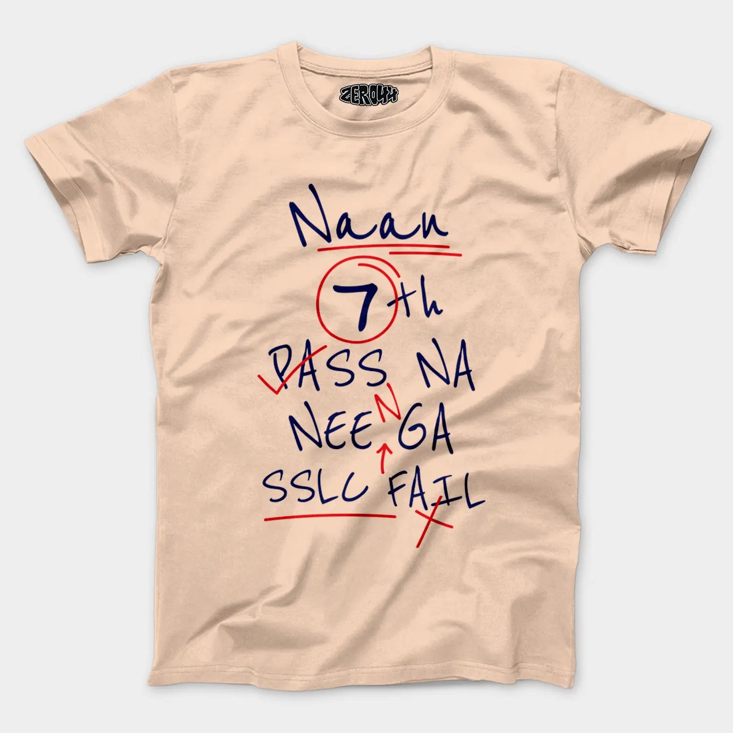 Naan 7Th Pass Na, Neenge Sslc Fail Men/Unisex T-Shirt in Peach Color