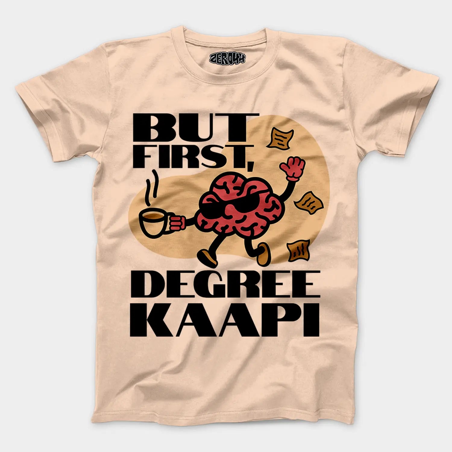 But First Degree Kaapi Men/Unisex T-Shirt in Peach Color
