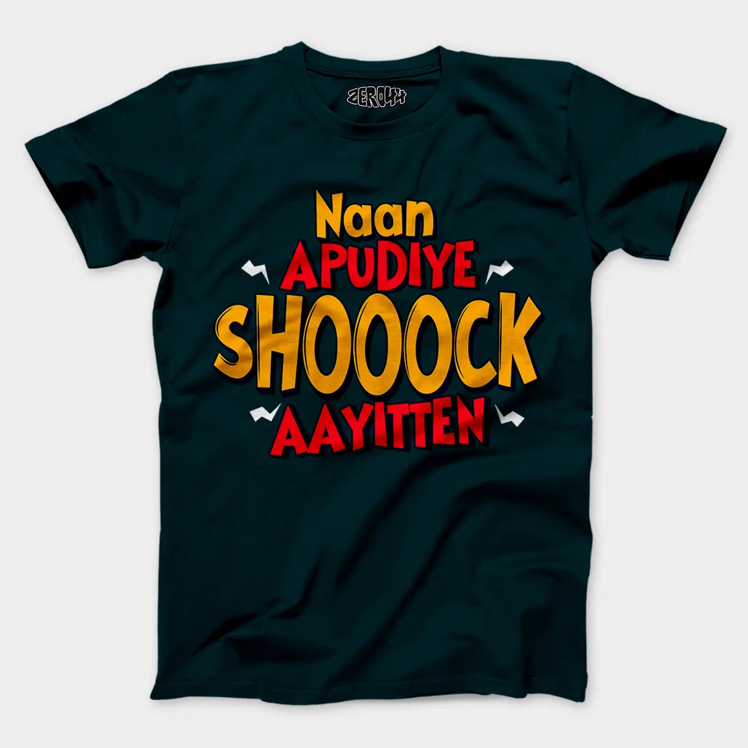 Naan Apudiye Shoooock Aayitten Men/Unisex T-Shirt in Petrol Blue Color
