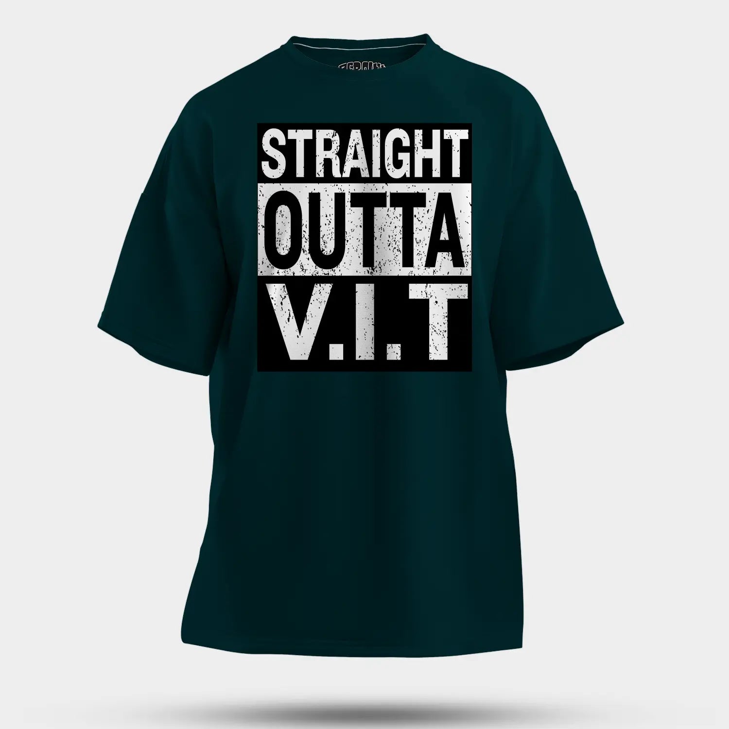 Straight Outta Vit Men/Unisex Oversized T-Shirt in Petrol Blue Color