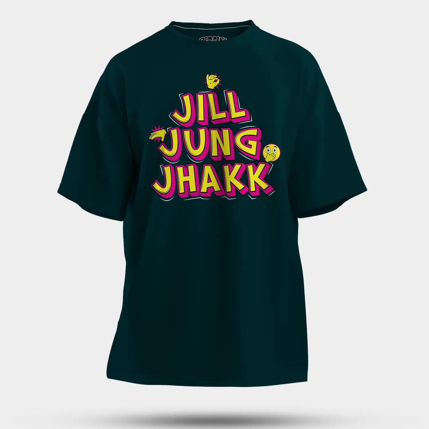 Jill Jung Jhakk Men/Unisex Oversized T-Shirt in Petrol Blue Color