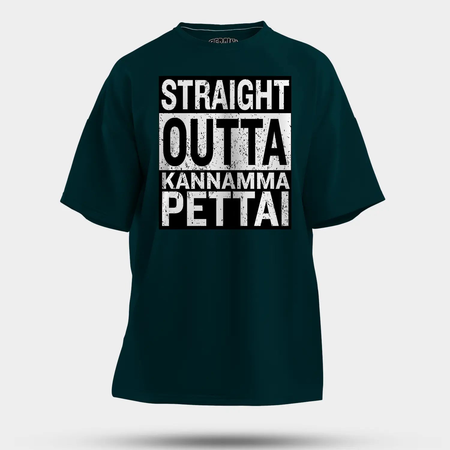 Straight Outta Kannamma Pettai Men/Unisex Oversized T-Shirt in Petrol Blue Color