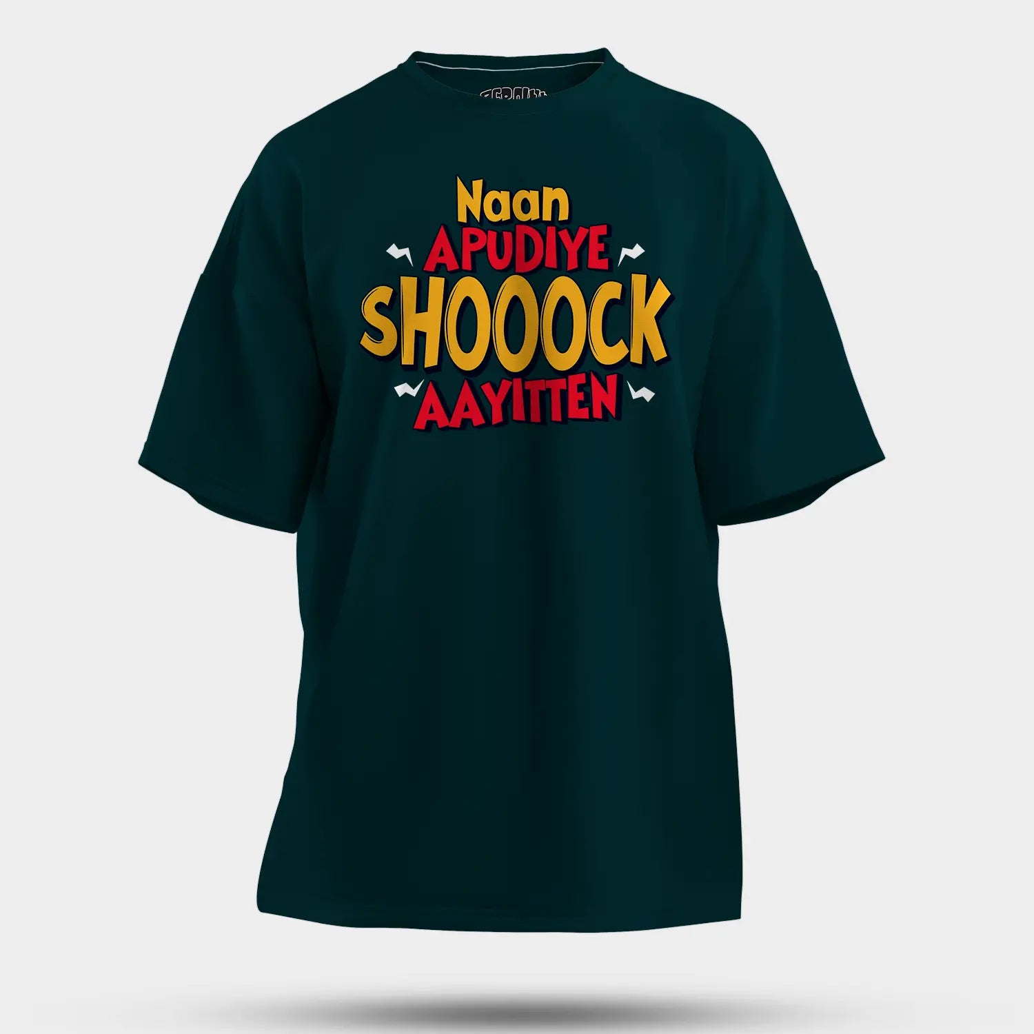 Naan Apudiye Shoooock Aayitten Men/Unisex Oversized T-Shirt in Petrol Blue Color