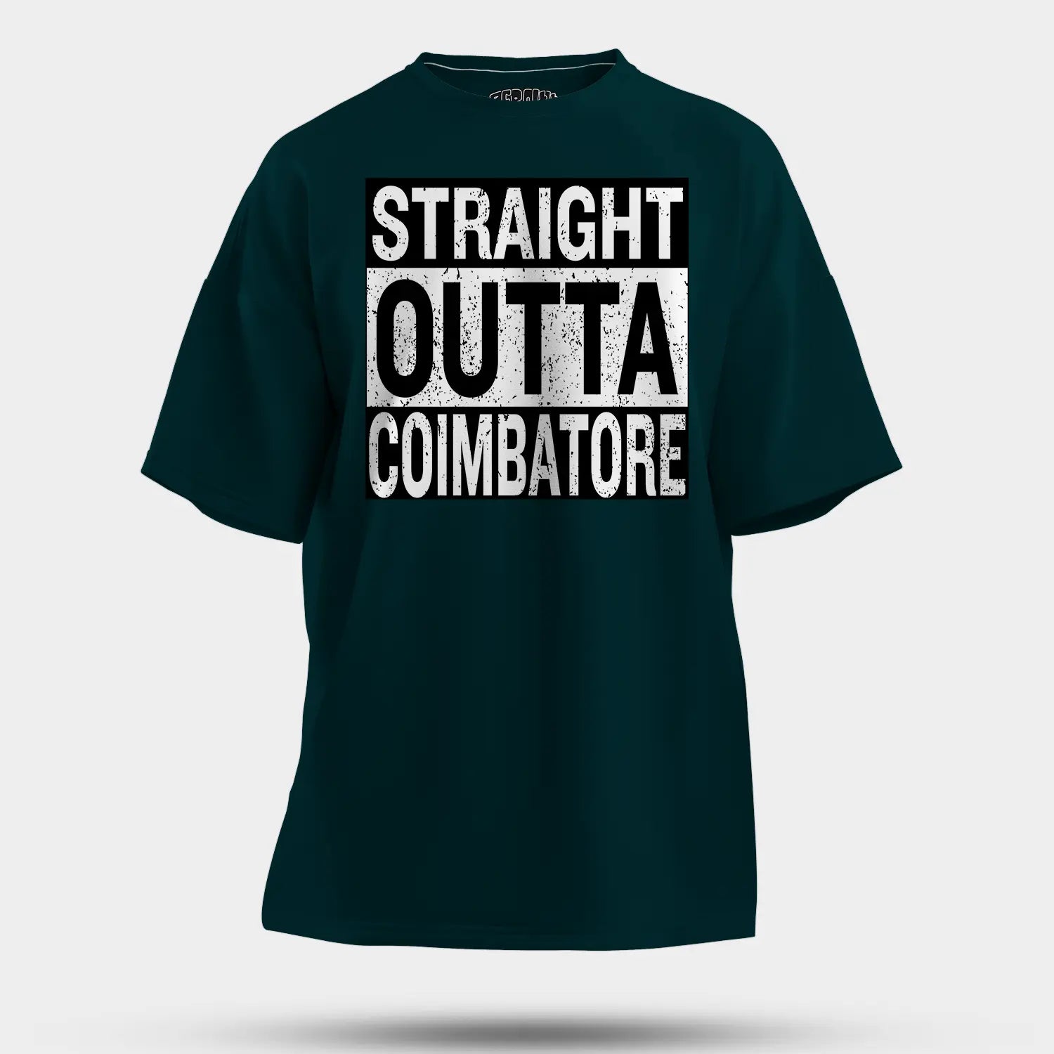 Straight Outta Coimbatore Men/Unisex Oversized T-Shirt in Petrol Blue Color