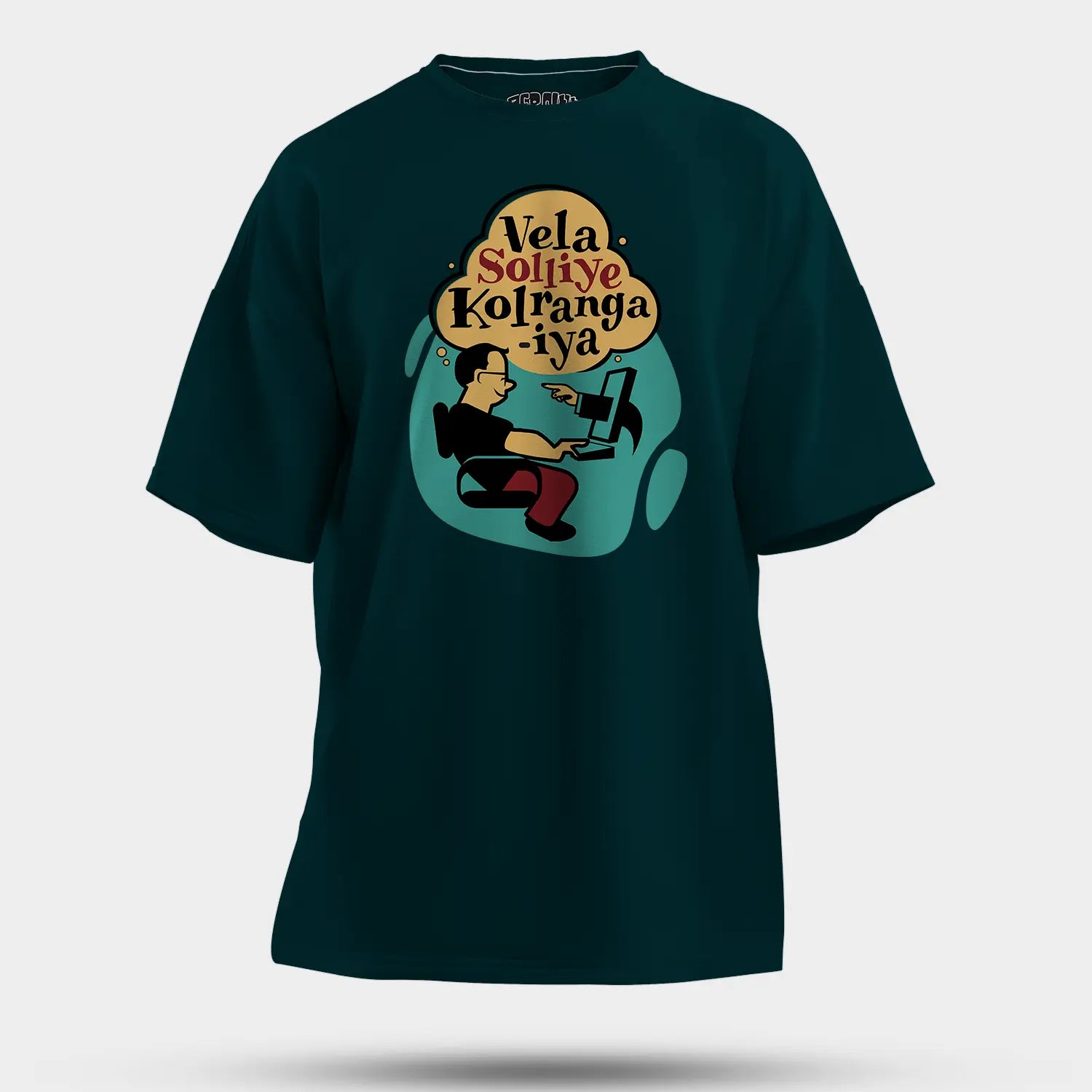 Vela Soliye Kolrangaiya Men/Unisex Oversized T-Shirt in Petrol Blue Color