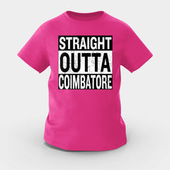 Straight Outta Coimbatore Girls Round Neck T-Shirt in Pink Color