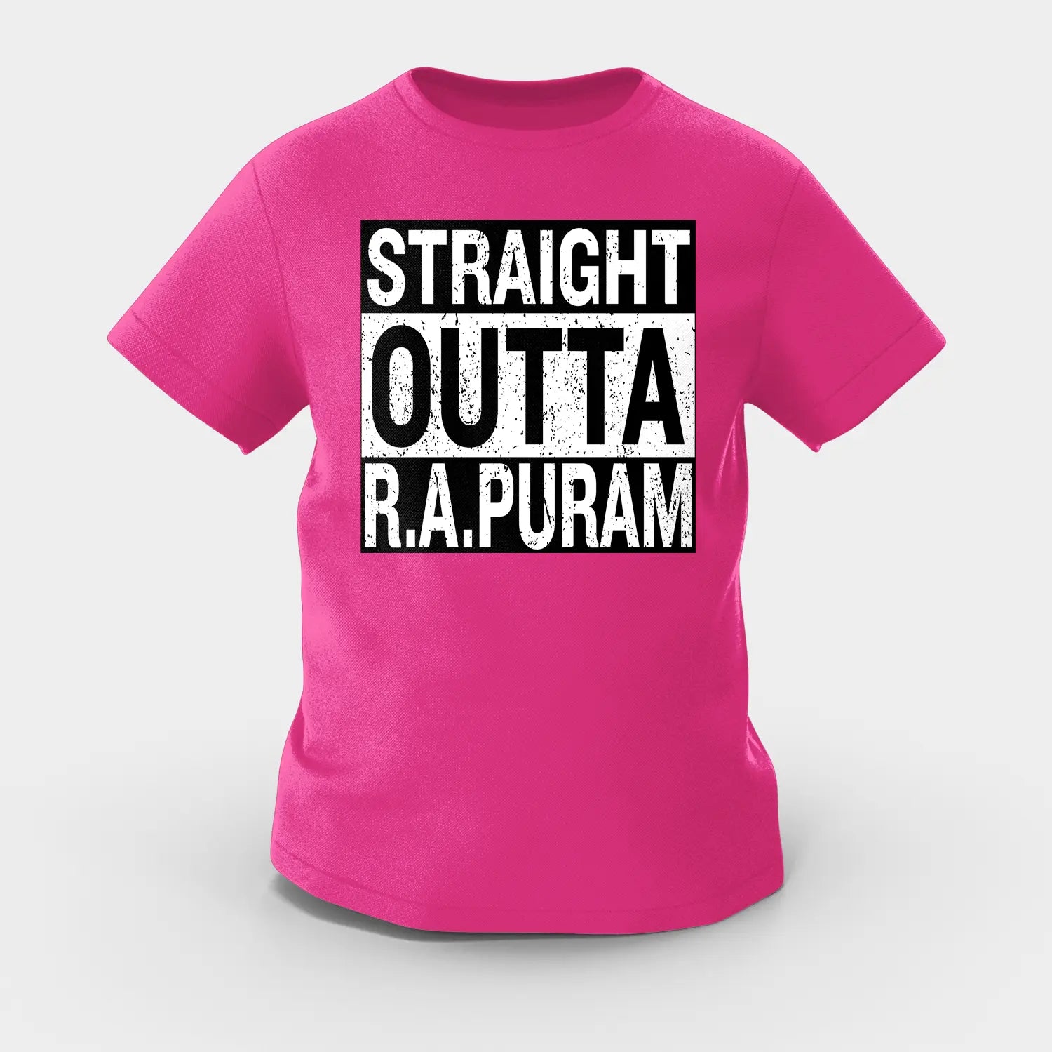 Straight Outta R.a Puram Girls Round Neck T-Shirt in Pink Color