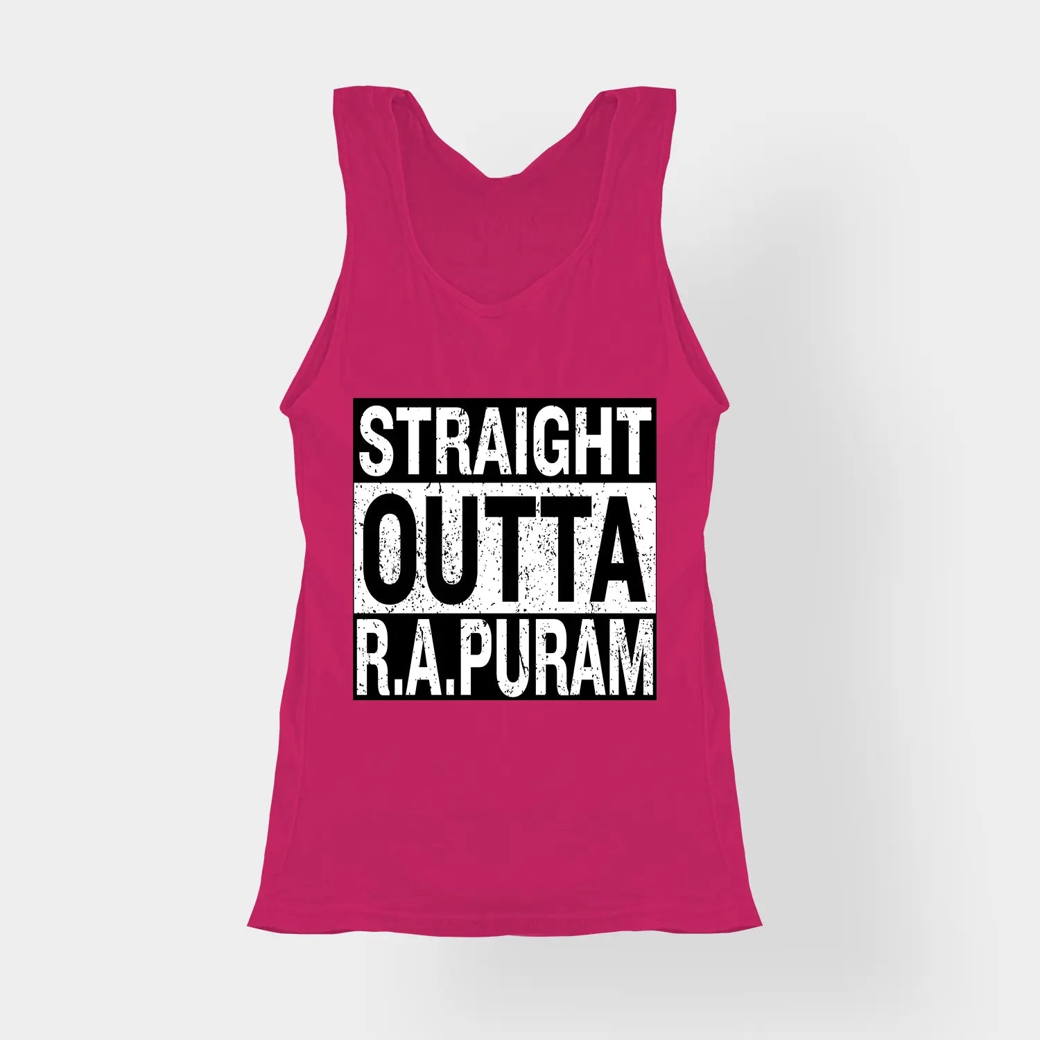 Straight Outta R.a Puram Women's Tank Top in Pink Color