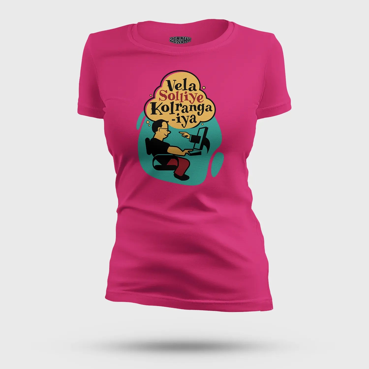 Vela Soliye Kolrangaiya Women's T-Shirt in Pink Color