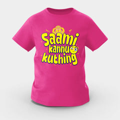 Saami Kannu Kuthing Girls Round Neck T-Shirt in Pink Color