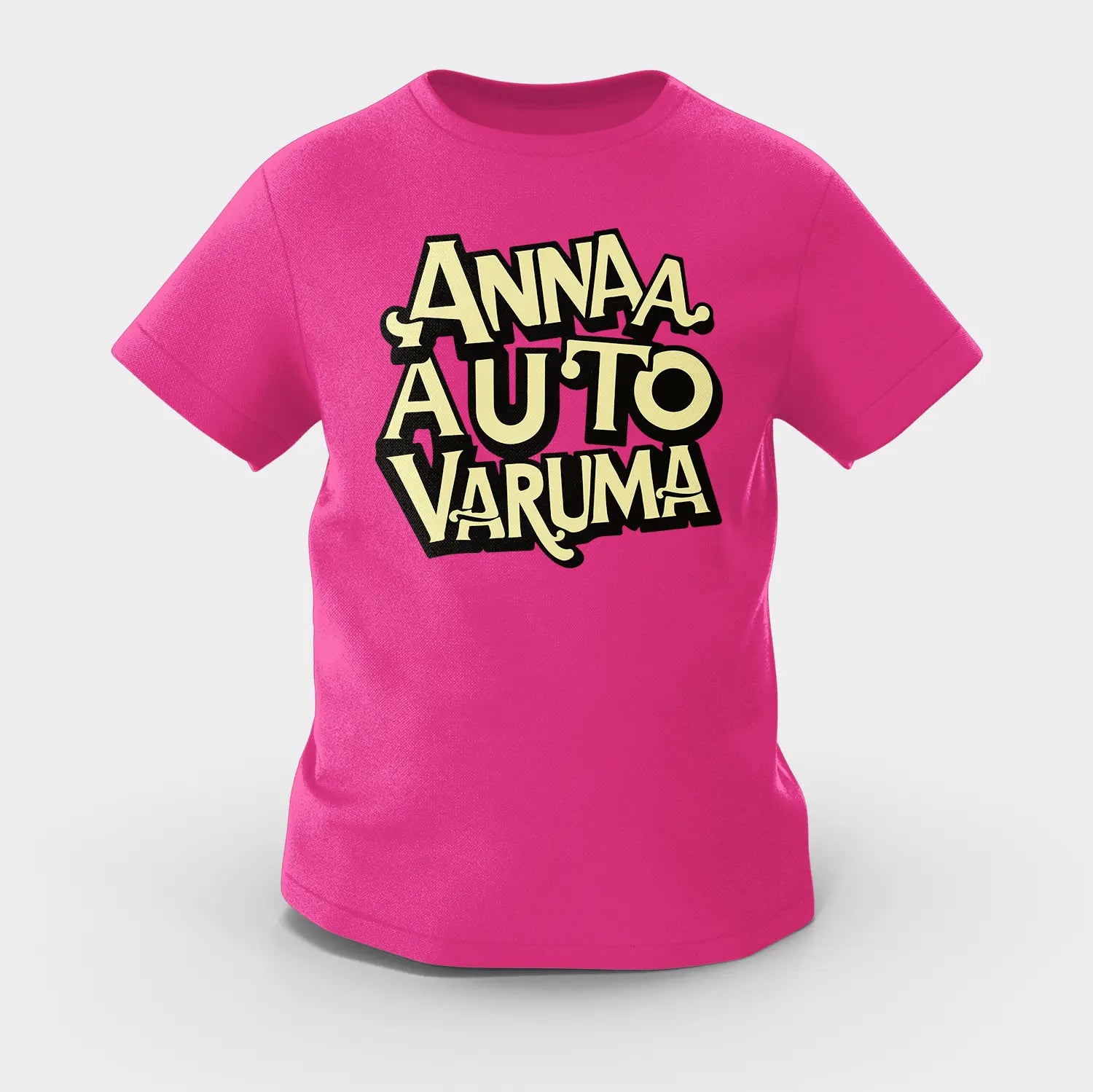 Anna Auto Varuma Girls Round Neck T-Shirt in Pink Color