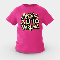 Anna Auto Varuma Girls Round Neck T-Shirt in Pink Color