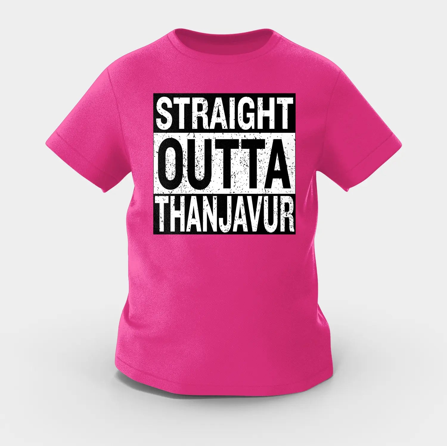 Straight Outta Thanjavur Girls Round Neck T-Shirt in Pink Color